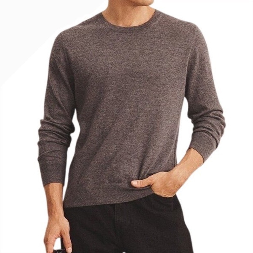 NAADAM Super Fine Cashmere Long Sleeve Crewneck, Granite, 100% Cashmere, Size M